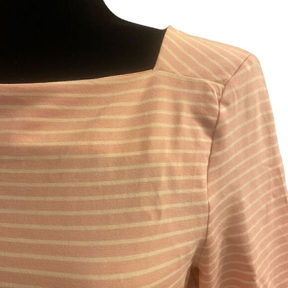 Talbots Effortless Stripe Square Neck Pink and White Top Size Medium - Picture 5 of 13